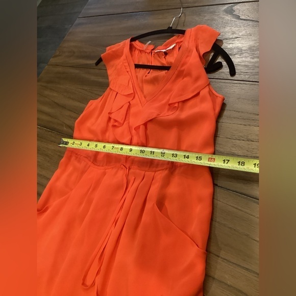Rebecca Taylor neon orange silk Oh What A Night dress with pockets size 4 - Picture 6 of 10